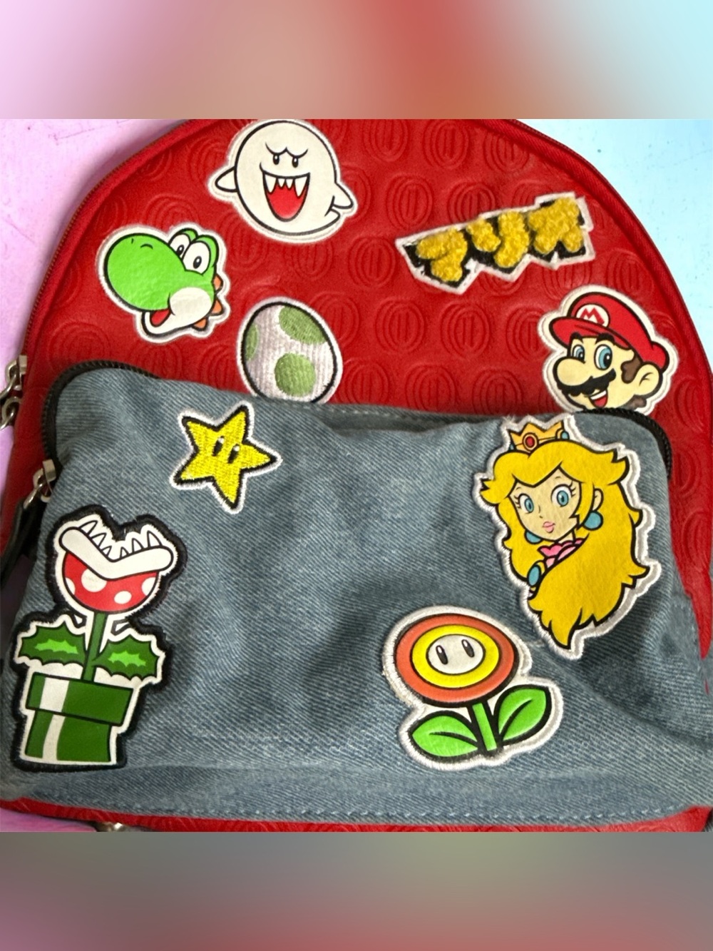 Bioworld Super Mario Icon Patches Embossed Mini Backpack.